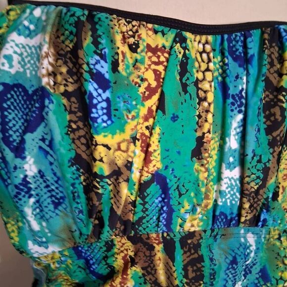 Your Best Look Vibrant Blue and Green One-Piece Swimsuit Size 20W - Picture 5 of 7